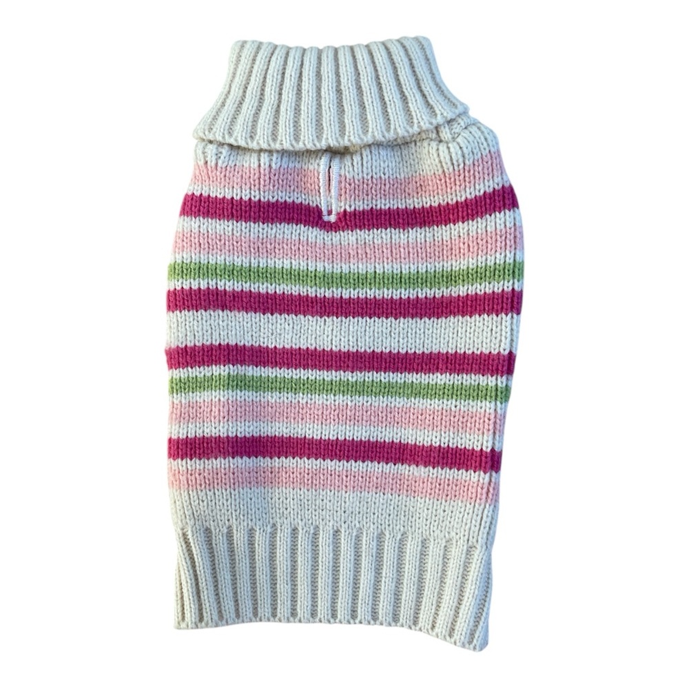 Dog Sweater Striped Chunky-knit Turtleneck Ribbed Cozy Winter Soft Size Small